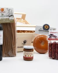 Linguine al farro, pesto di pomodori secchi, salsiccia – Cestello Ciociaro M1.0